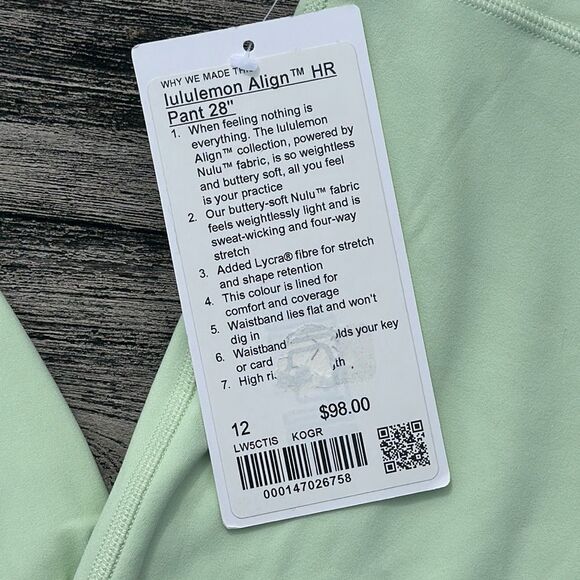 Lululemon‎ Align High-Rise Pant 28" Kohlrabi Green size 12 NWT leggings - Picture 3 of 5